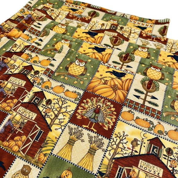 Set Of 4 Autumn Harvest Patchwork Placemats With Fall Motifs & Reversible Design - Picture 2 of 4